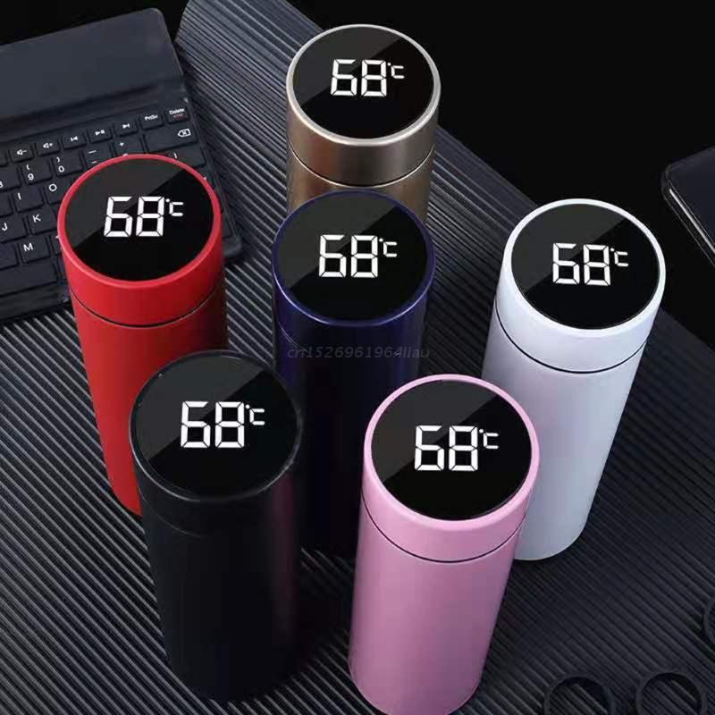 Termo inteligente de acero inoxidable con pantalla de temperatura, botella de viaje para viaje, sopa, café, termo, botella de agua