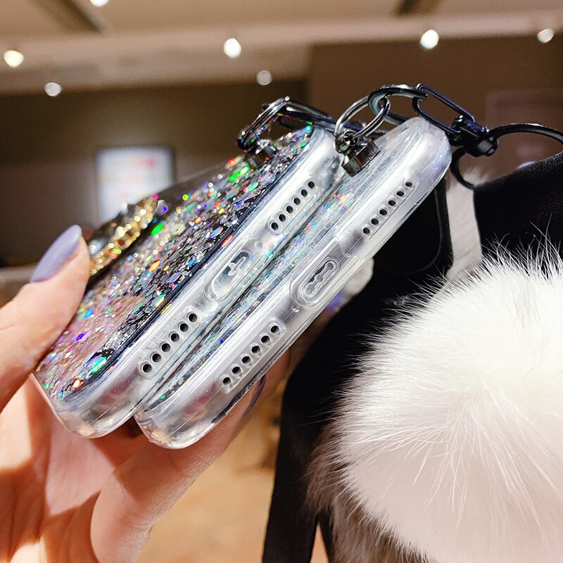 Handphone caso para vivo v21e macio tpu luxo strass anel titular hariball com alça
