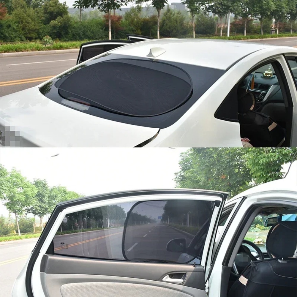 1/5 Stuks Auto Raam Zonnescherm Cover Zon Uv Bescherming Auto Voor Achter Zwart Gordijn Zijde Glas Mesh Zonneschermen Accessoires