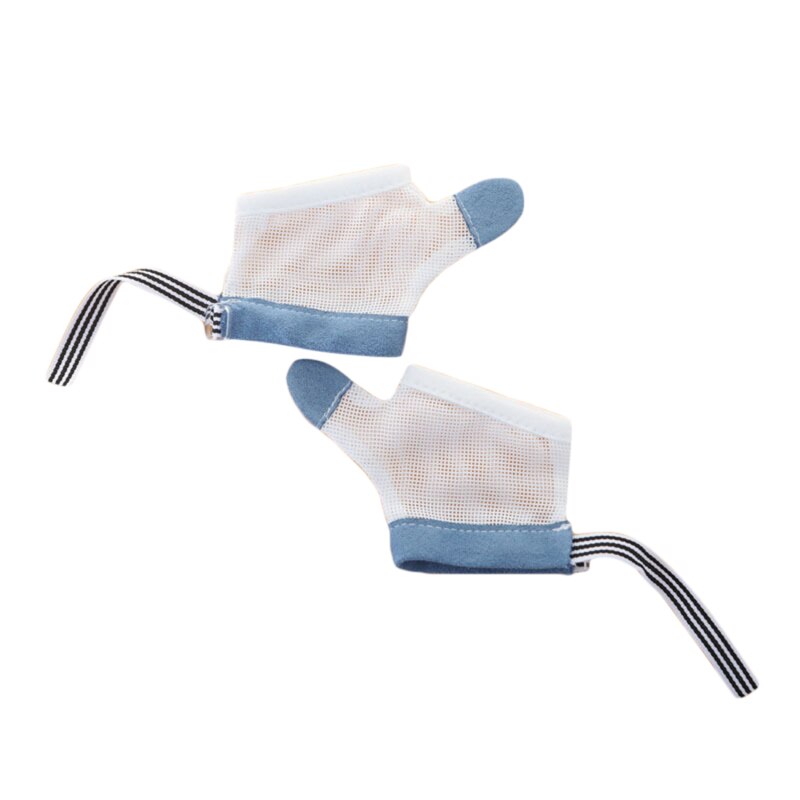 1 Pair Children Infant Anti Biting Eat Hand Protection Gloves Baby Prevent Bite Fingers Nails Glove For Toddle Kids Harmless Set: blue for thumb M