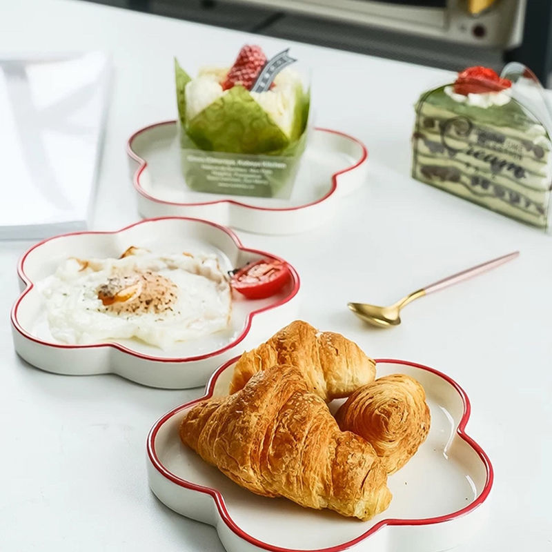 Toast Bread Shaped Plato Ceramica Cute Flower Shape Salad Dessert Snack Sushi Plates Dinner Butter Baker Dishes