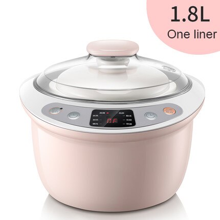 DMWD Intelligent Slow Cookers Electric timing Food Steamer 3 Liner 1.8L Ceramic multifunctional Water Stewing soup Porridge pots: One liner
