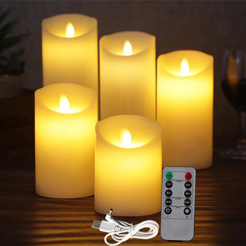Rechargeable Flameless Candles Lights, LED Candles Light Smooth Flickering Candle Light with Timer Remote Control for Home Decor