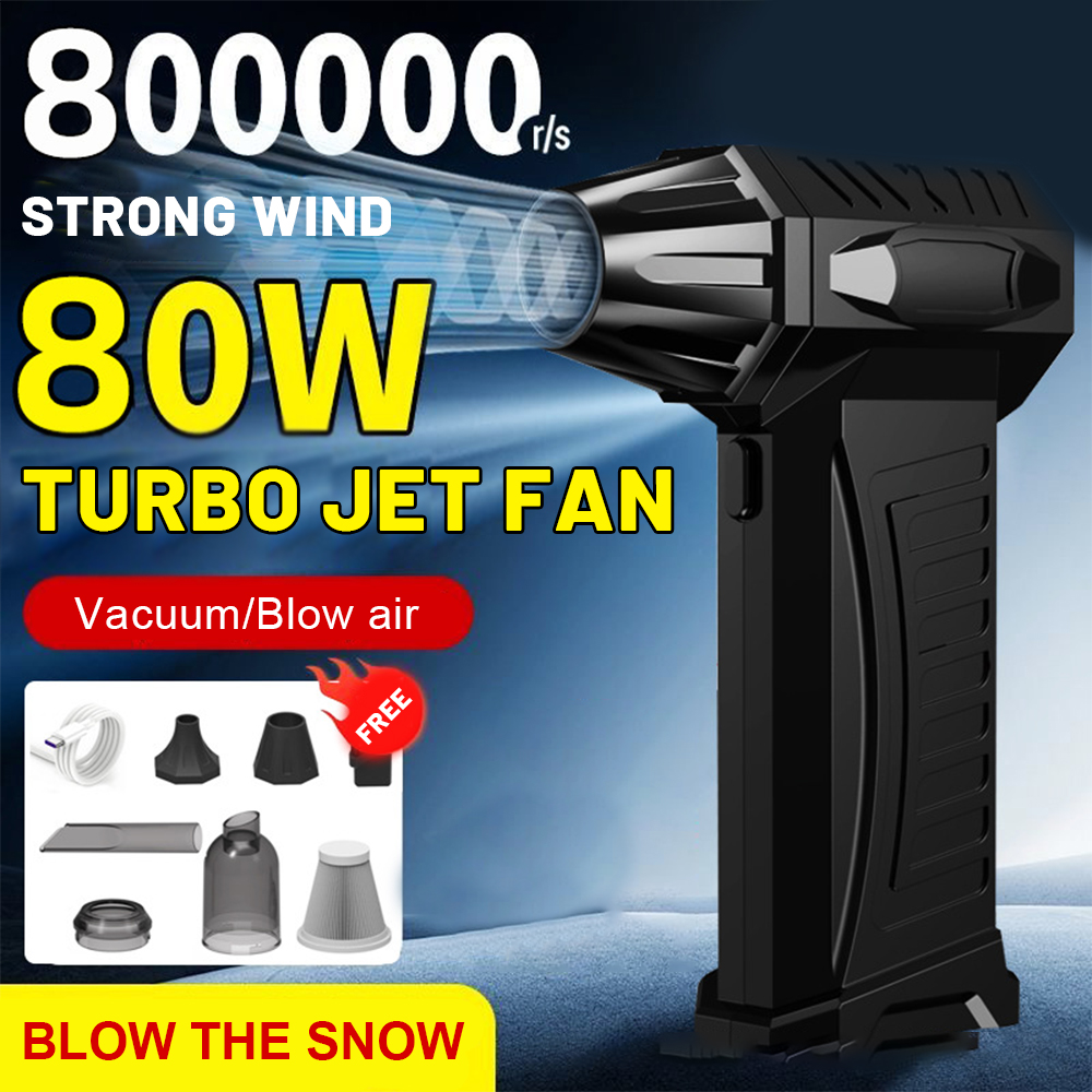 800000RPM/1000000RPM High Speed Turbo Jet Blower 10000mAh Violent Fan 58m/s Wind Speed Mini Air Blower Blow and Suck in One Tool: Gold