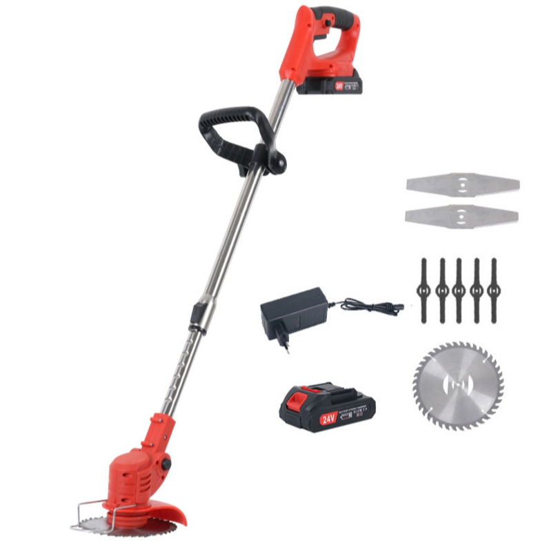 Home small brushless lithium battery lawn mower multifunction efficient lawn trimming lawn mower: PURPLE