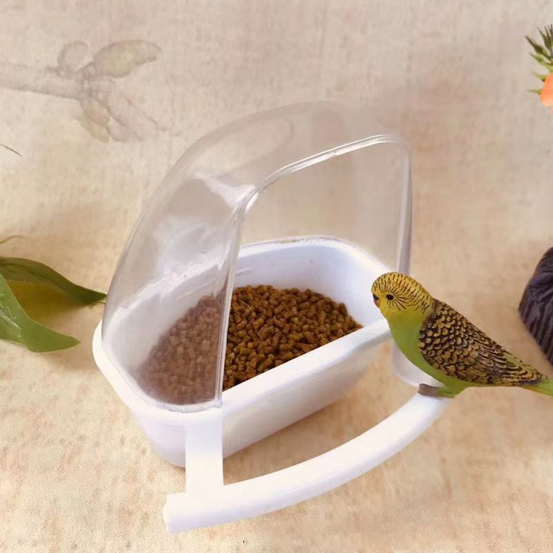 Alimentador de jaula para pájaros, recipiente colgante de agua para loros y pájaros, caja de comedero para mascotas, contenedor de comida de plástico, suministros para aves, 1 pieza: White