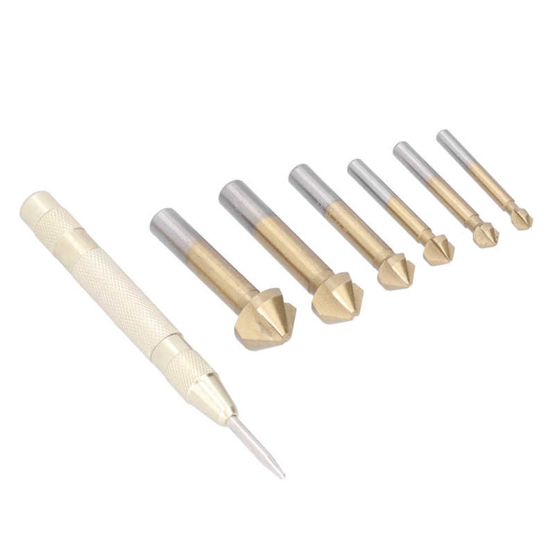 Countersink Drill Bit Set Beautiful Appearance Countersink Center Punch Tool Sturdy Durable for Reaming for Chamfering for Wood