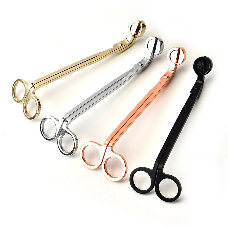 18cm Round head Candle Wick Trimmer Black Silver Gold Stainless Steel Candle scissors trim wick Cutter Snuffer Tool Hook Clipper