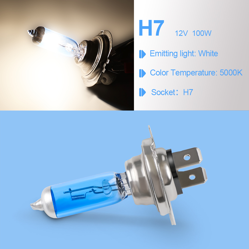 Bombillas led de xenón halógenas para coche, faros súper blancos, 12V, H7, 100w, 6000k, 2 uds.