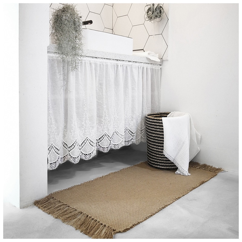 Jute matta område mattor macrame bord löpare bord tyg dekoration matta med tofsar badroom golvmattor nordisk chic rumsinredning