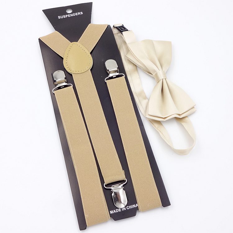 Seler med butterfly herre butterfly sæt herre seler dame justerbare seler bukser bryllup slips tilbehør: Khaki