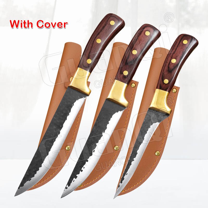Stainless Steel Boning Knife Kitchen Knife Forged Butcher Knife Handmade Meat Cleaver Slicing Chef Knife Slaughter Knife Cutter: 3PCS-3