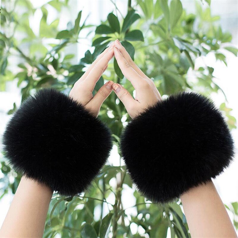 Manchette en fausse fourrure de renard de pour femmes, chauffe-bras, mignon, décor, hiver, automne, manches courtes, solide, W108