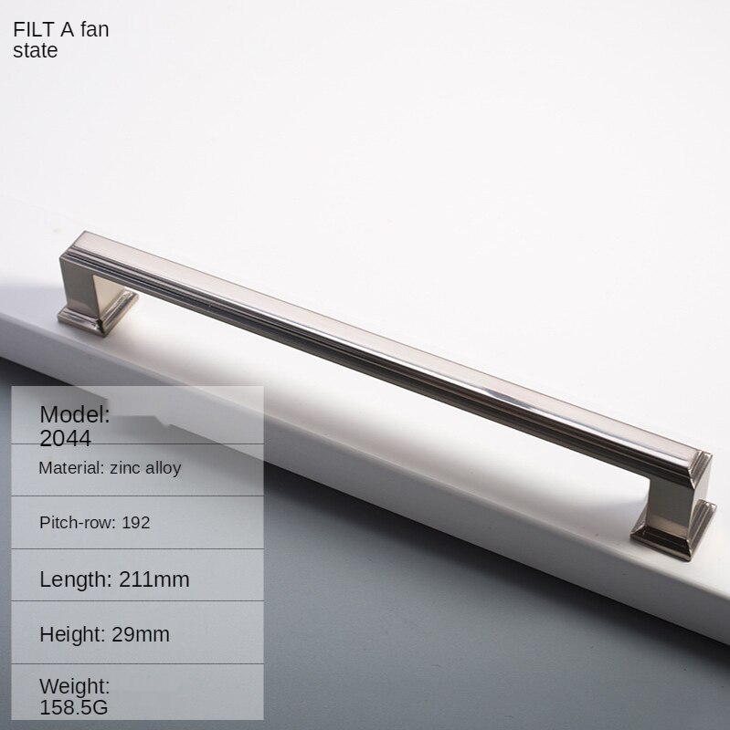 Cabinet Handles Modern Cabinet Handle Square Furniture Hardware Stainless Steel Kitchen Door Knob Cupboard Wardrobe Drawer Pulls: 192-Bright nickel