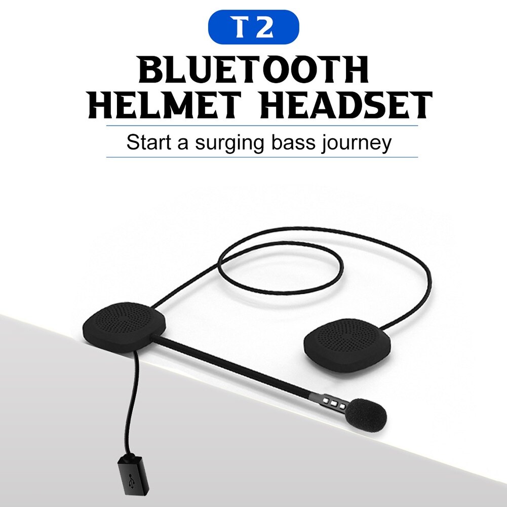 Casque de moto sans fil Bluetooth 5.0, T2, casque d'écoute, haut-parleur stéréo