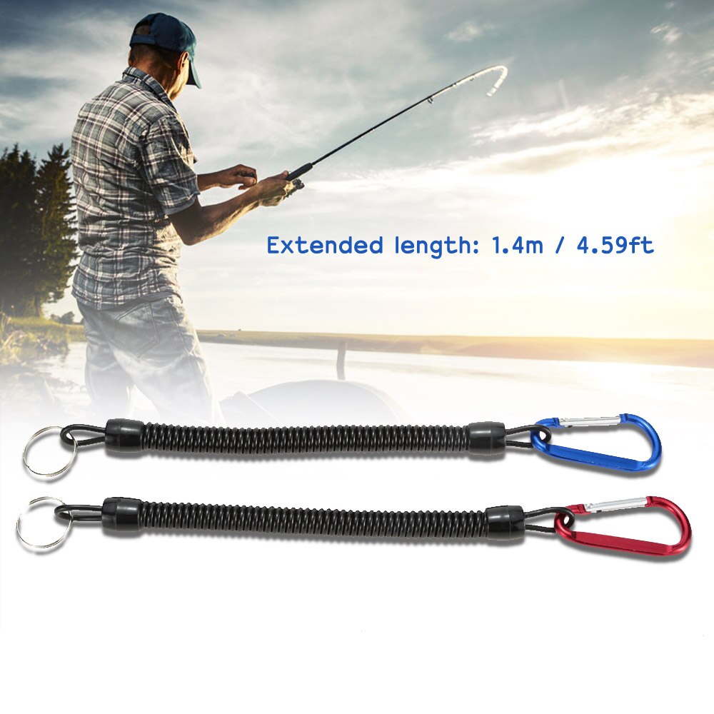 2 Pcs 1.4 M Opgerolde Fish Gemiste Touw Fish Pole Rod Protector Elastische Rope Line Fishing Tackle Tool