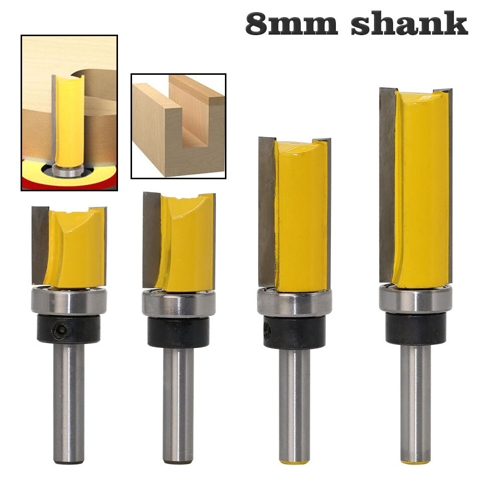 1 stk 6/8mm skaft mal listverk hengsel freser bit rett endefres trimmer rengjøringe spyle listverk tappe trebearbeidingsverktøy