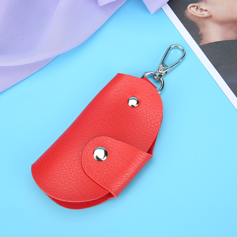 Leather Housekeeper Car Key Holders Women Keychain Key Holder Bag Case Portable Wallet Cover Simple Solid Color Storage Bag