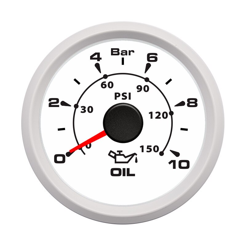 52mm 2&#39;&#39; Marine Boat Oil Pressure Gauge 0-5Bar 10Bar 30Bar Indicator Universal 12V/24V Car Pressure Meter with 7 Color Backlight: White 0-10Bar