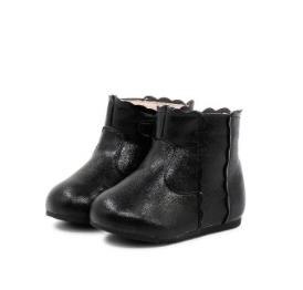 Baby Katoen Schoenen Side Rits Baby Fluwelen Katoenen Schoenen, Zachte Bodem Knappe Winter Meisjes Laarzen: Black / 3.5