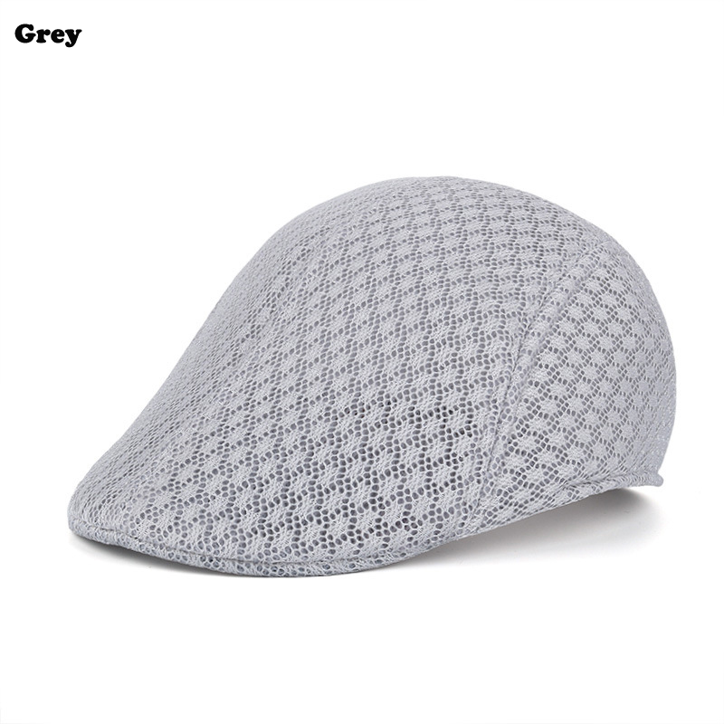 Outdoor Golf Beret Cap Flat Cap Casual British Style Peaked Cap Golf Hat Breathable Mesh Running Tourist Golf Hat For Men Women: Grey