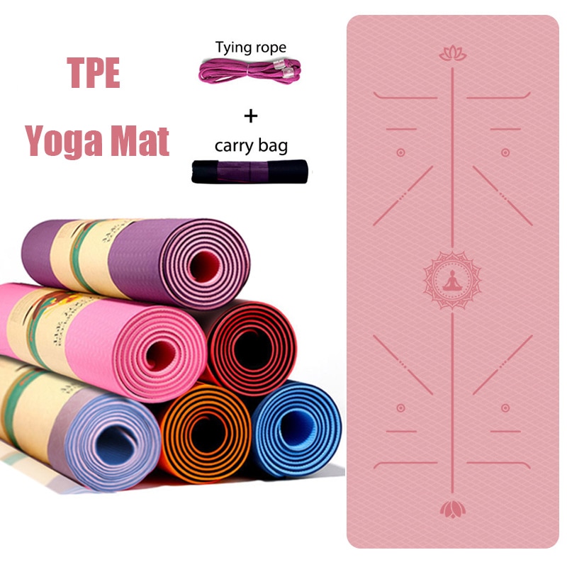 TPE Yoga Mat 6mm For Beginner Non-slip Mat Yoga Sports Exercise Pad With Position Line For Home Fitness Gymnastics Pilates Mats