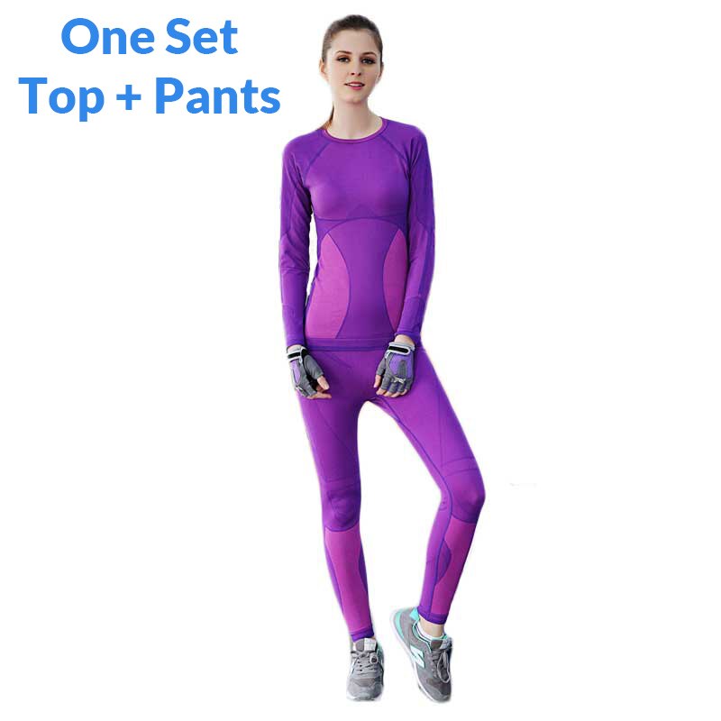 IEMUH hiver sous-vêtement thermique ensembles femmes Anti-microbien Stretch femmes Thermo sous-vêtements femme Long Johns: Purple One Set / L