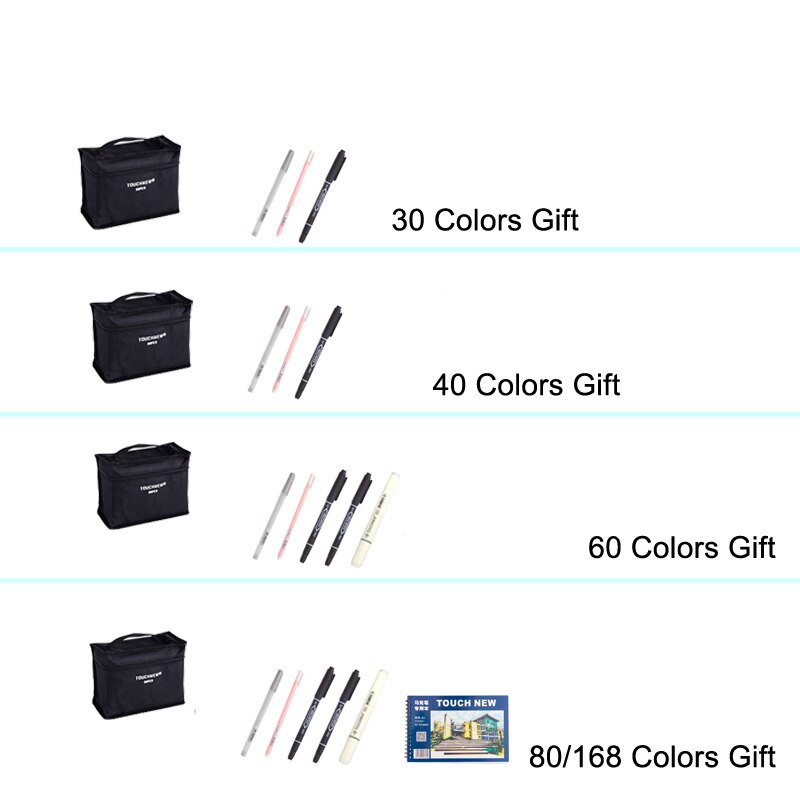 Touchfive Markers 12/24/30/40/60 80/168 Colors For Draw/Sketching/Alcohol/Dual Tip/Marker Sketchbook Artist Supples
