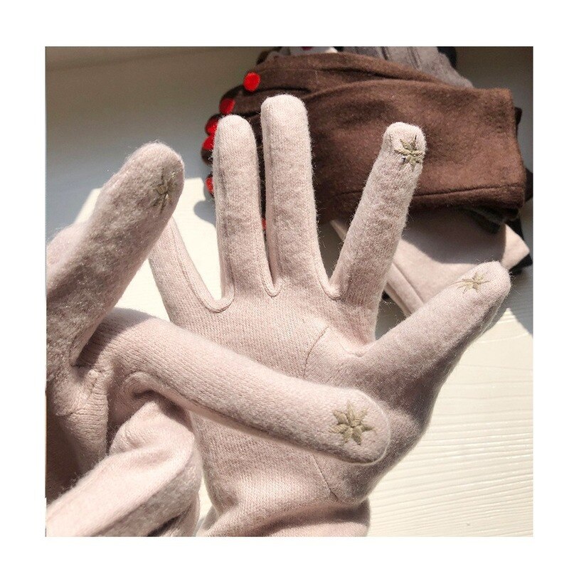 Guantes de lana de lujo para adultos, manoplas de esmalte de uñas bordadas para mantener el calor, de San Valentín, novedad de