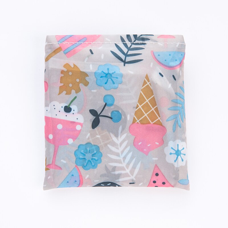 Flamingo bag Many Colors polyester Foldable Recycle Shopping Bag Eco Reusable Tote Bag Cartoon Floral Fruit Vegetable Grocery: FB 2