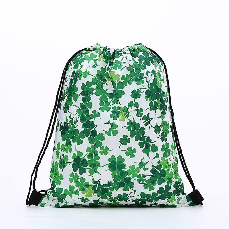 sports Drawstring Backpack,Saint Patrick's Day , storage bag printed polyester bundle pocket