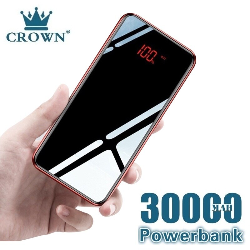 30000 mAh moc Bank przenośna ładowarka robić telefonu komórkowego LCD pełny ekran lustrzany Powerbank robić smartfonów zewnętrzna ładowarka robić baterii