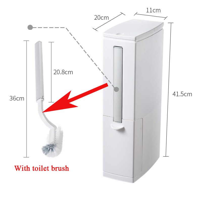Smalle Prullenbak Badkamer Kan Met Toiletborstel Vuilniszak Houder Afval Thuis Plastic Vuilnis Vuilnisbak: White