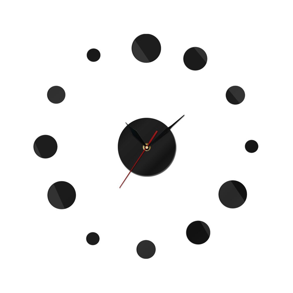 Runde Reloj De gekürzt Uhr Spiegel Acryl Wohnkultur DIY Einfache Rahmenlose Riesen Wanduhr Moderne Uhren 3d Aufkleber: Schwarz / 37Zoll