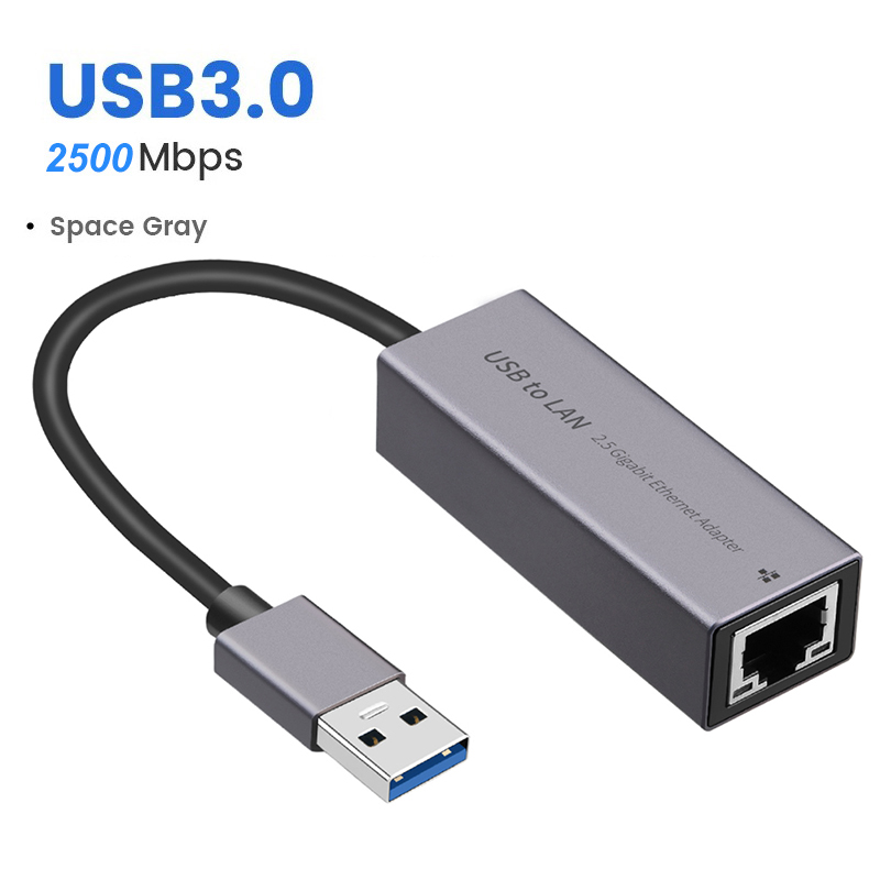 2.5G USB Ethernet Adapter 2500Mbps USB3.0 Lan Network Card USB C to RJ45 Internet Adapter for Laptop PC Windows Mac OS USB-A/C