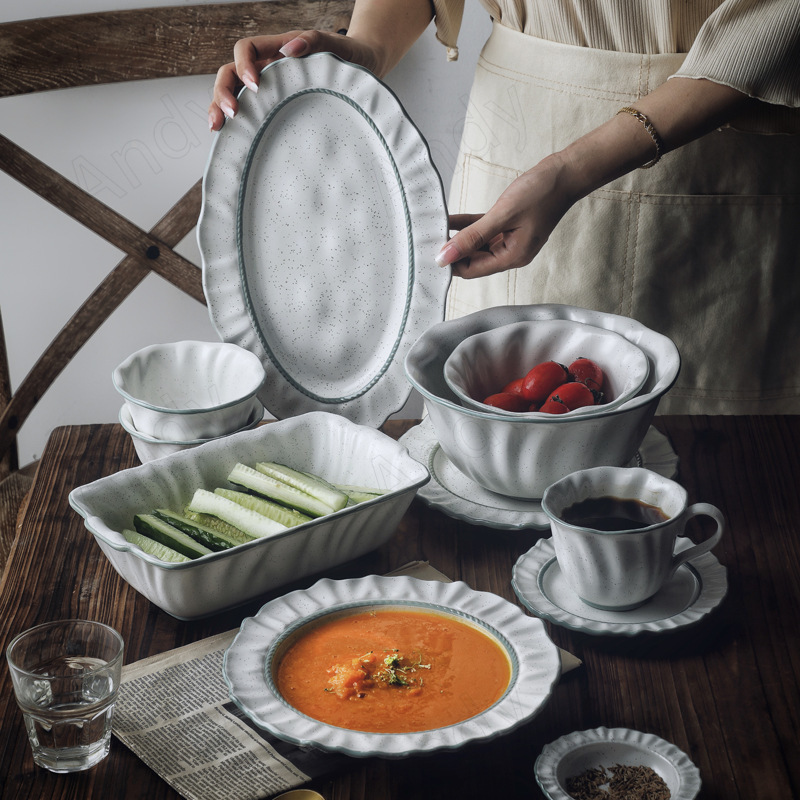 Juego de platos de cerámica europeos, vajilla – Grandado