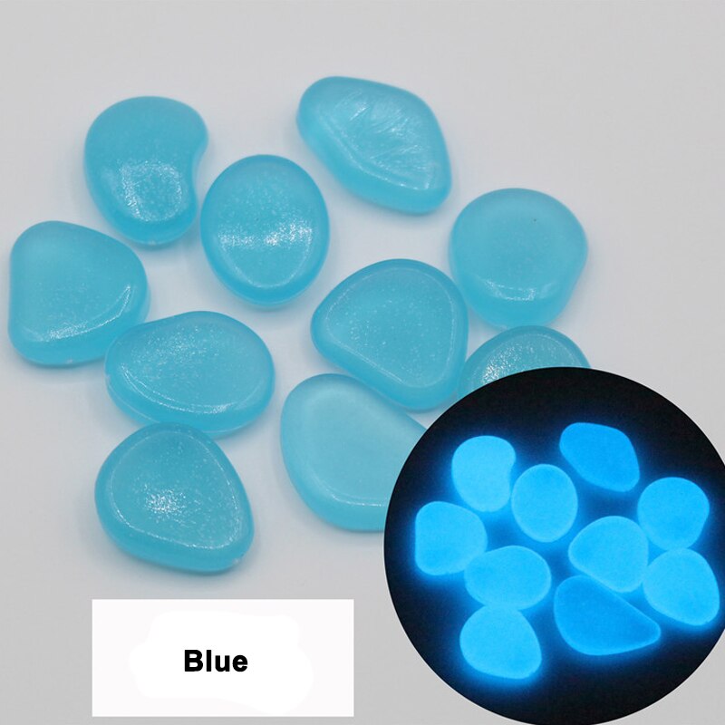 100 stuks lichtgevende kiezels voor in de tuin, lichtgevende stenen, stenen voor looppaden, tuinpaden, patio's, gazons, tuindecoratie, lichtgevende stenen: Blauw