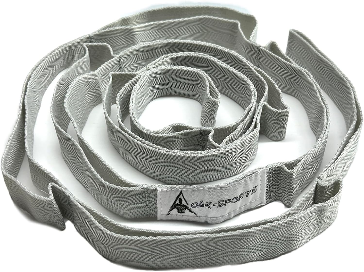 Correa de estiramiento Correa de yoga con bucles, correas elásticas para fisioterapia, correa de ejercicio no elástica para Pilates, danza: Gris