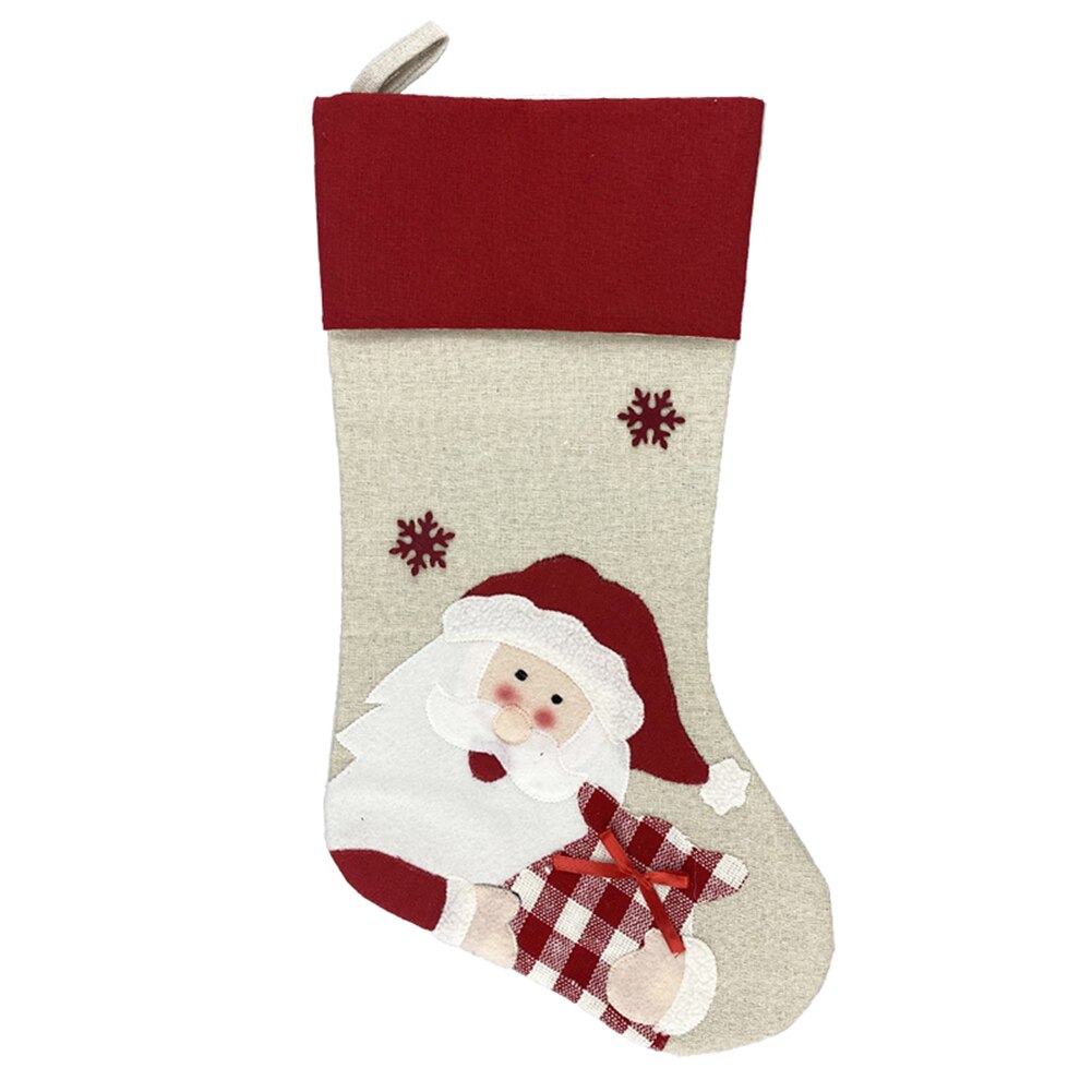 Kinderen kerst non-woven kerstsok kerstman patroon snoepzak kerstversiering: A
