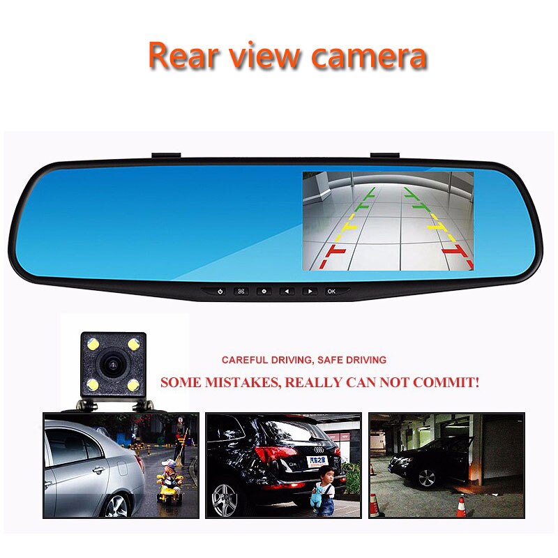Jiluxing Dash Cam 4.3 ''1080P Auto Dvr Spiegel Dual Lens Video Recorder Parking Monitor Auto Camera Achteruitrijcamera spiegel Auto Registrar