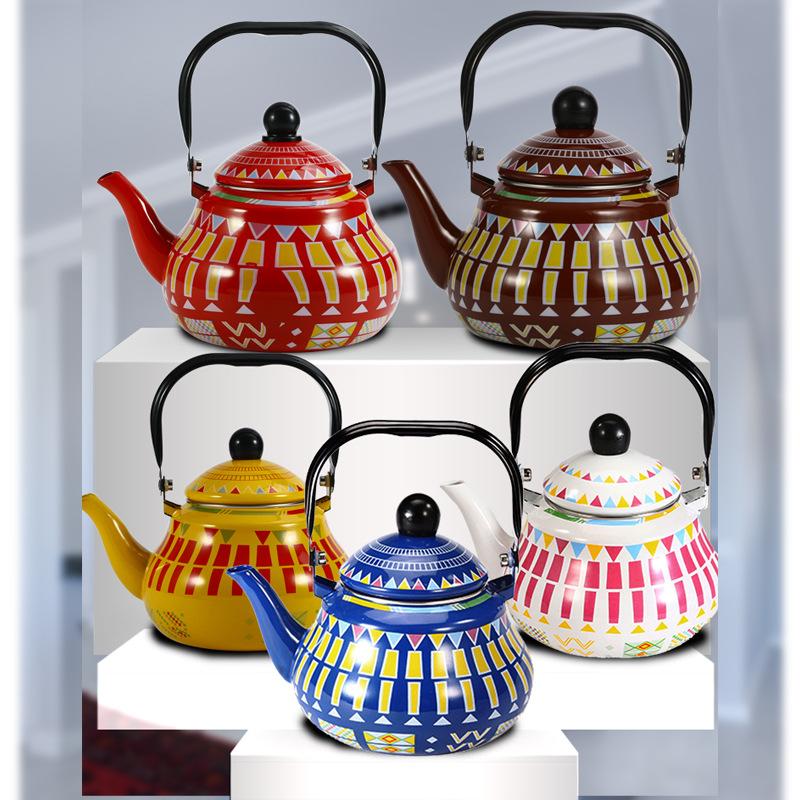 1.5L-2.5L Enamel Kettle Color Bar Heating Water Bottle Enamel Color Kettle Household Induction Cooker Gas Stove Boiling Water