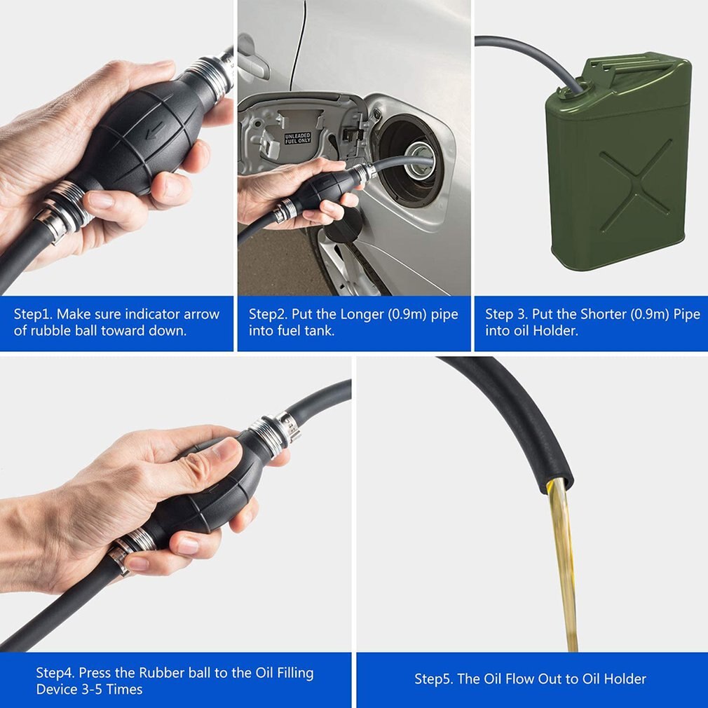 Auto Car Hand Manual PVC Fuel Line Oil Water Liquid Transfer Pump Tube Primer Gas Petrol Pumps Fuel Pump