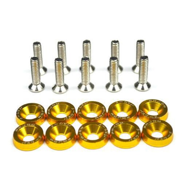 10 Stks/set M6 Jdm Bouten Auto Gemodificeerde Hex Bevestigingsmiddelen Fender Washer Bumper Motor Concave Schroeven Kentekenplaat Bouten Auto-styling