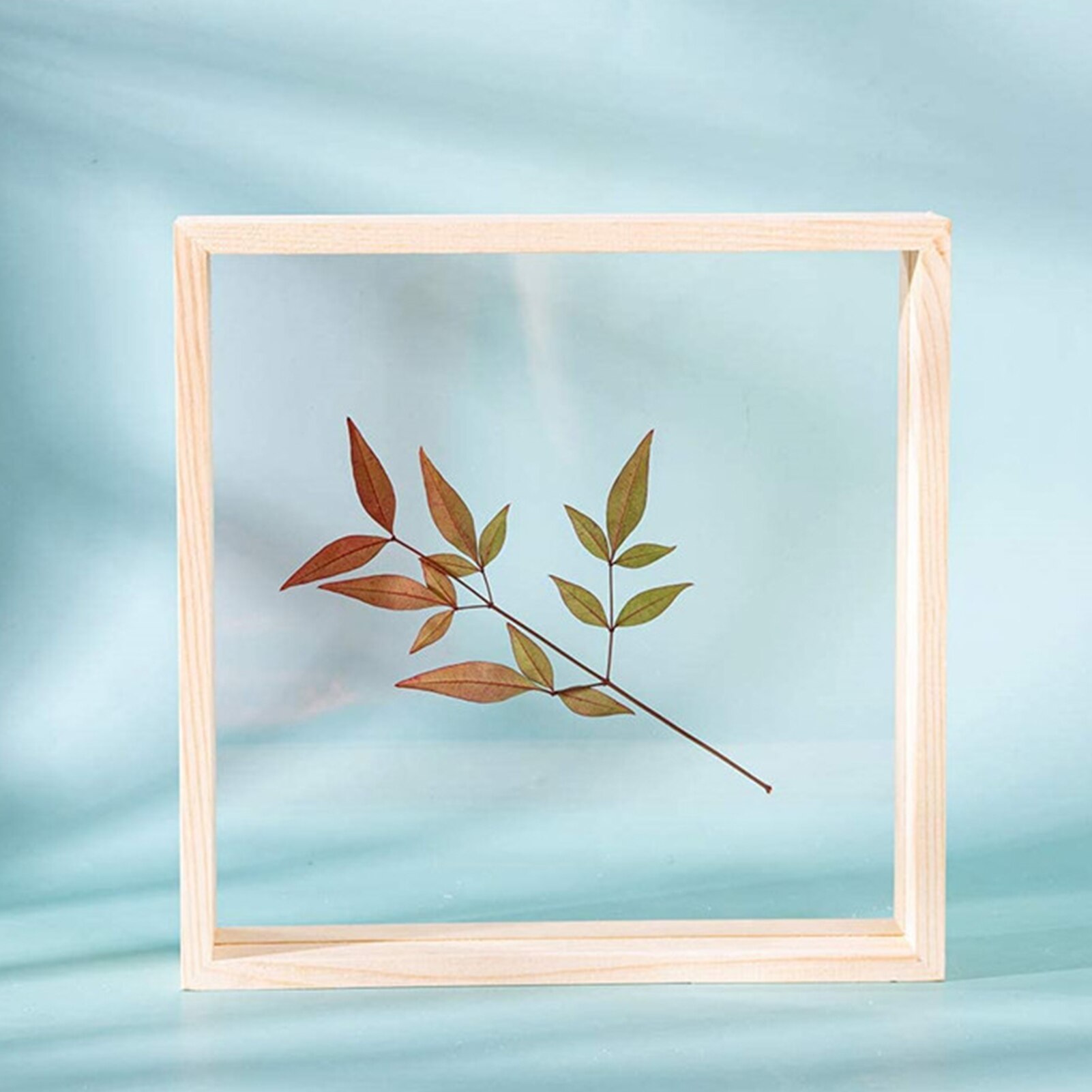 1PC Houten Fotolijst Dubbelzijdig Glas Fotolijst Woondecoratie Ambachten Zaagsel Fotolijst Thuis Ambachtelijke Desktop Decoratie