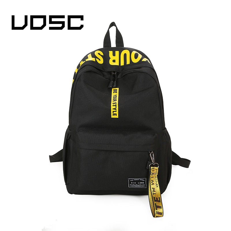 UOSC Black Women Backpack Female Nylon Teens Men Schoolbag Casual Style Student School Bags For Teenage Girls Back Pack Solid