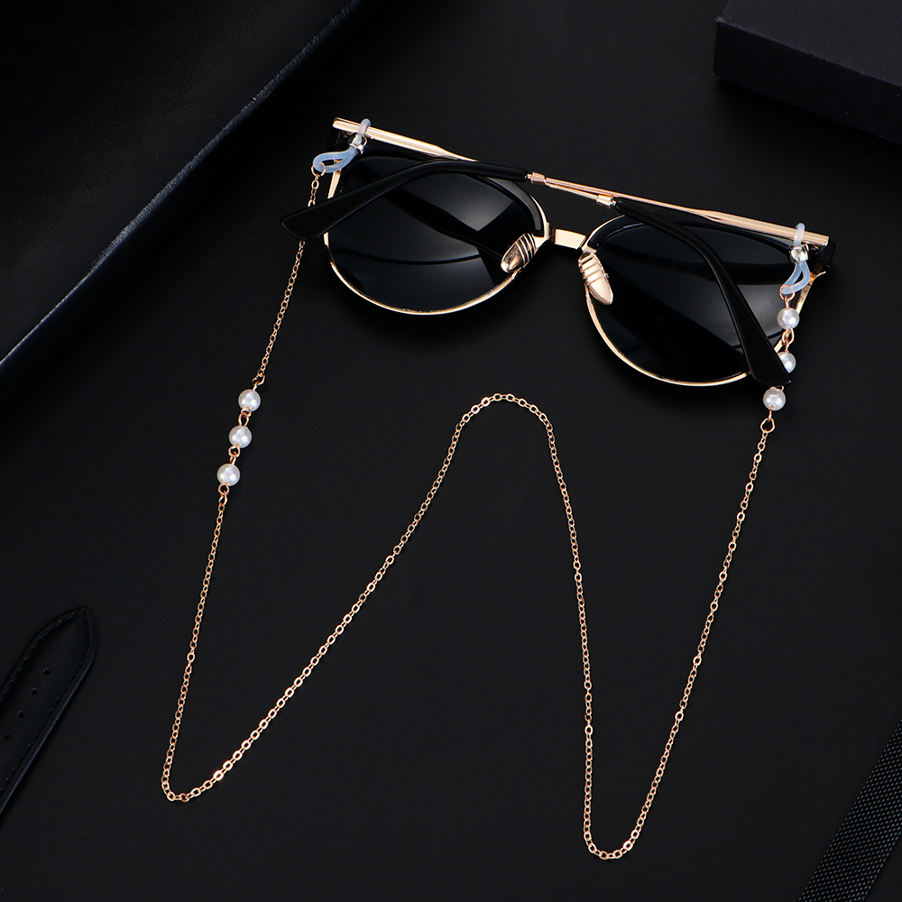 1PC Women Pearls Sunglasses Chains Gold Eyeglasses Chains Sunglasses Holder Necklace Eyewear Retainer Accessories: 3-BZ1315