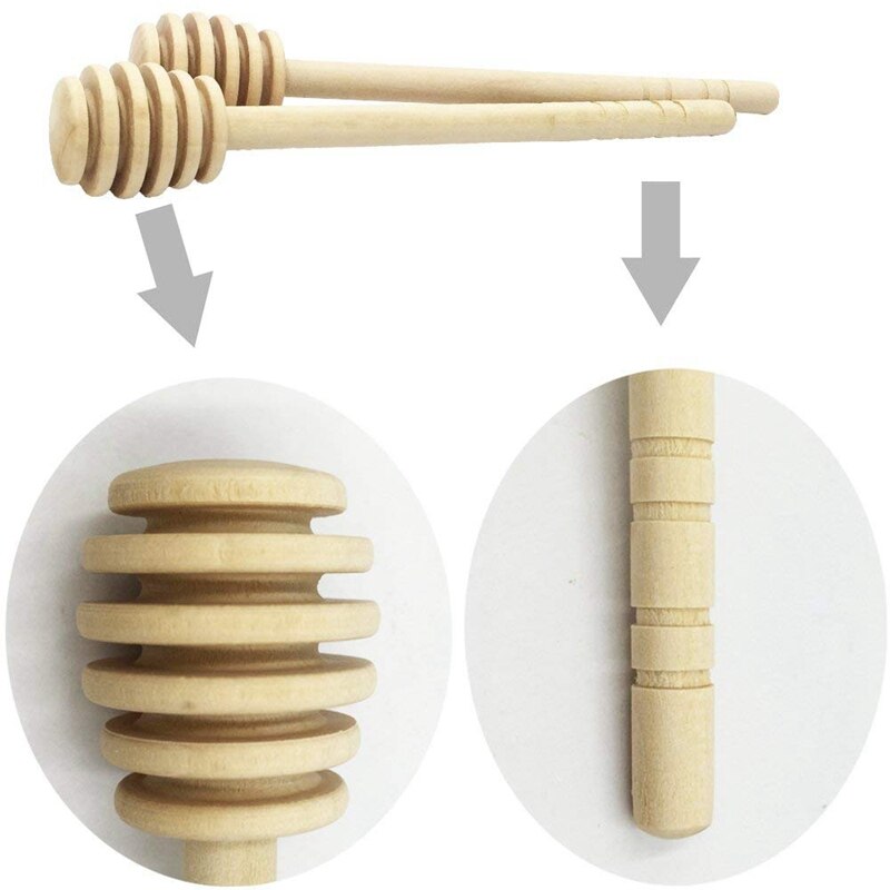 NHBR-20 stuks 6 inch Draagbare Houten Jam Honing Dipper Honing Stick voor Honing Jam Pot Pot Doseer