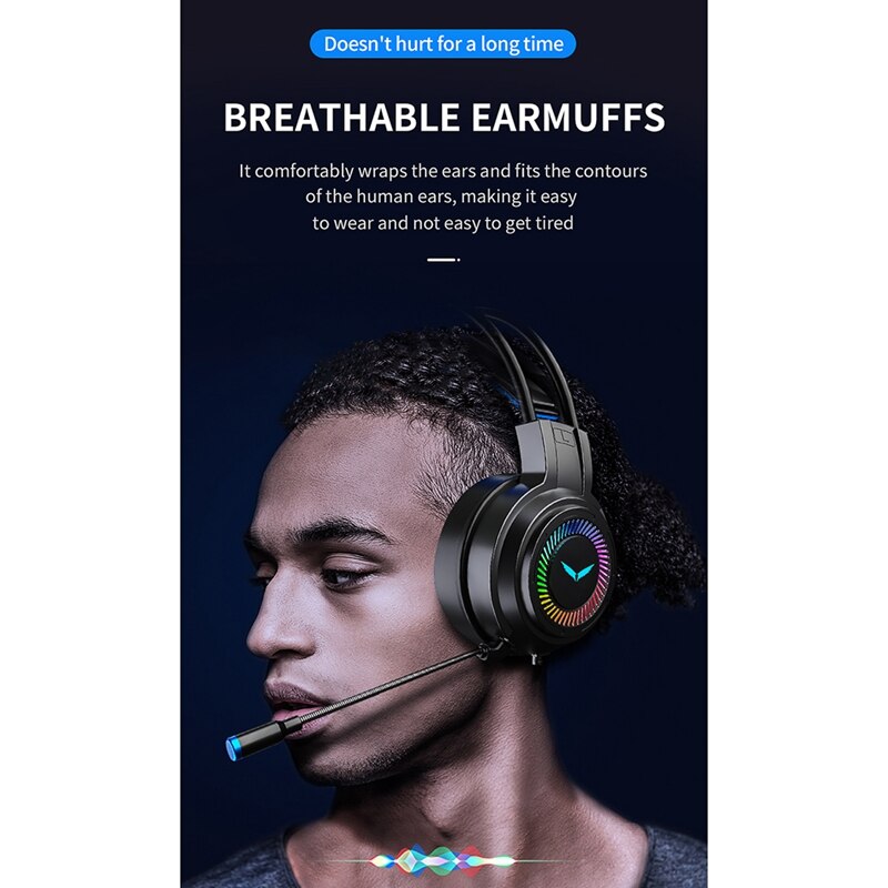 Game Hoofdtelefoon Met Mic Surround Stereo Bedrade Koptelefoon Usb Microfoon Kleurrijke Licht Pc Laptop Game Headset