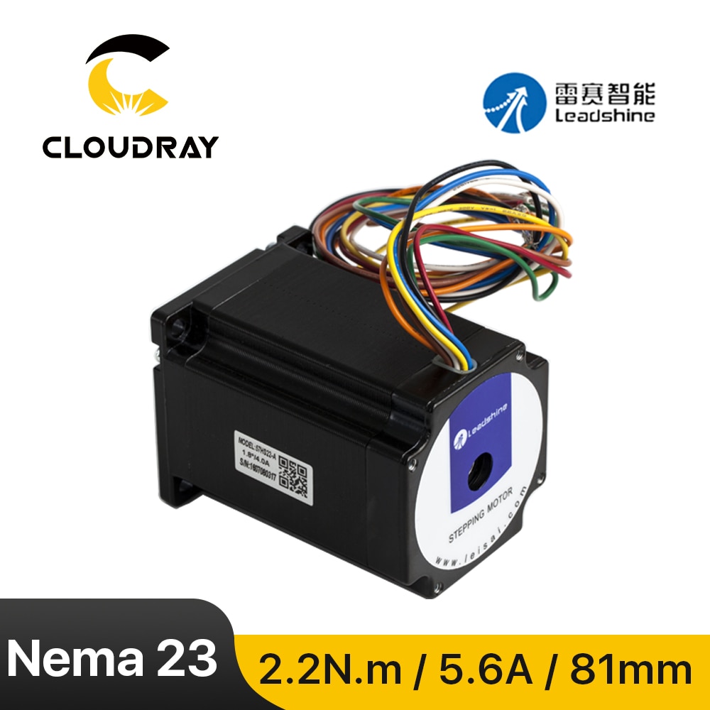 Leadshine-Motor paso a paso Nema 23, 2 fases, 2,2 N.m, 5.6A (57HS22), 8-longitud de plomo, 8m, eje, 8mm, para fresadora de grabado CNC