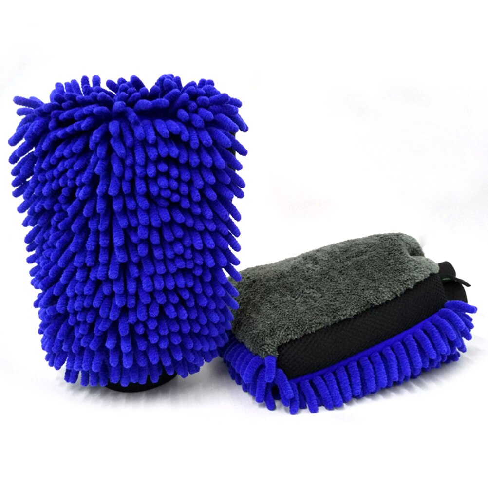 Wasstraat Handschoen Auto Reiniging Auto Brush Cleaner Wol Anti-Kras Wassen Handschoenen Motorfiets Washer Zorg Autowas Detaillering borstel: Blauw